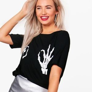 Boohoo Skeleton Hands Black Tee